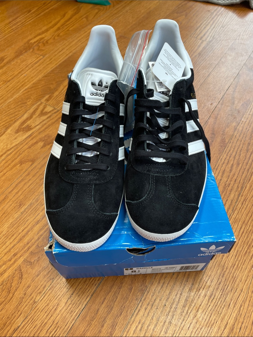 adidas Black Suede Sneakers with White Three-Stripes